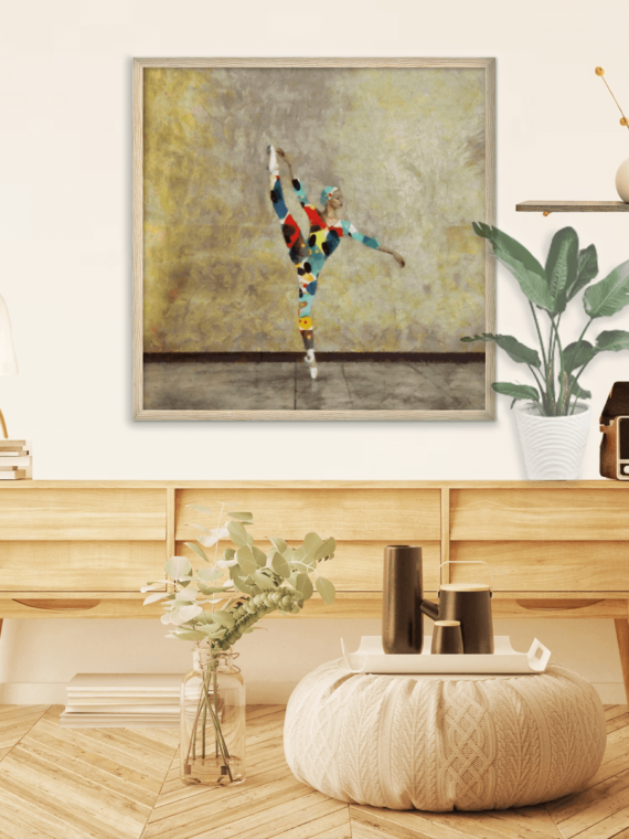 Art painting In front of the orange tower Wooden Framed Painting