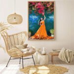 Picking happiness painting - Classic Semi Glossy Paper Wooden Framed Painting