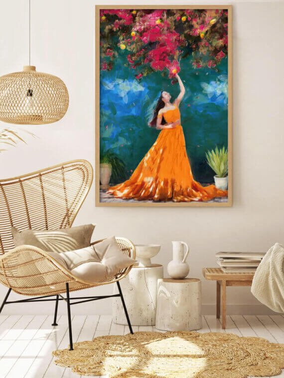 Picking happiness painting - Classic Semi Glossy Paper Wooden Framed Painting