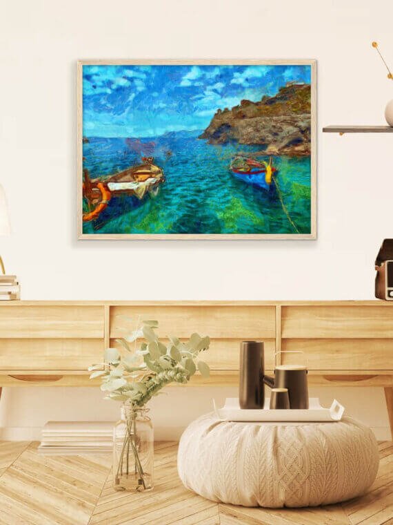 Traveling on the water painting - Wooden Framed Painting