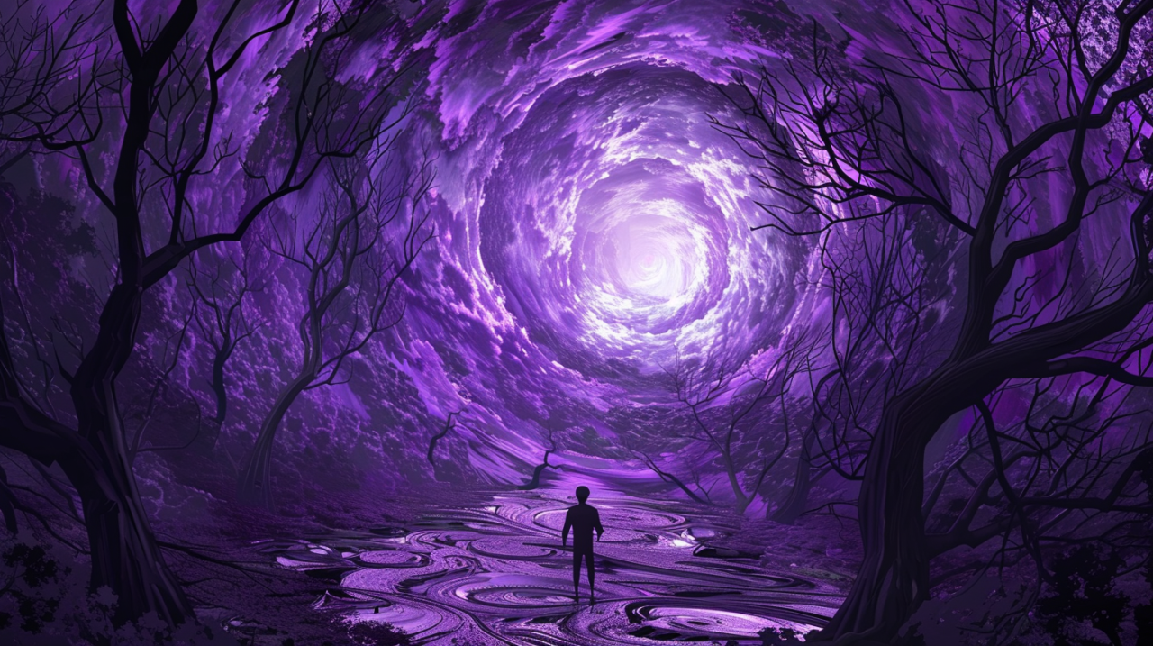 Brushstrokes of Purple Darkness: A Surreal Journey Through Shadow and Hue